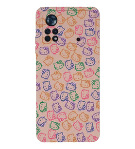 Xiaomi Poco X4 Pro Uyumlu Lansman Kılıf Hello Kitty Tasarımlı İçi Kadife Kapak-Pudra (Şeffaf)