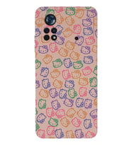 Xiaomi Poco X4 Pro Uyumlu Lansman Kılıf Hello Kitty Tasarımlı İçi Kadife Kapak-Pudra (Şeffaf)