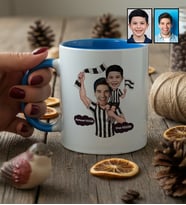 Kişiye Özel Karikatürlü Siyah Beyaz Taraftar Baba Oğul Kupa Bardak Babalar Günü Hediyesi