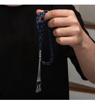 Sıkma Kehribar 925 Ayar Gümüş Tesbih (Bej)