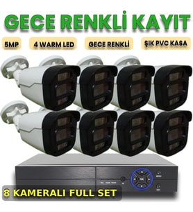 XMPro 8 KAMERALI İNSAN ARAÇ YÜZ ALGILAYAN GECE RENKLİ GÖSTEREN PLASTİK KASA GÜVENLİK KAMERA SETİ