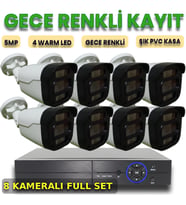 XMPro 8 KAMERALI İNSAN ARAÇ YÜZ ALGILAYAN GECE RENKLİ GÖSTEREN PLASTİK KASA GÜVENLİK KAMERA SETİ