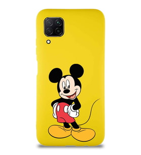 Huawei P40 Lite Soft Premier Kapak Mickey Mouse-E Tasarımlı Silikon Kılıf - Sarı (Şeffaf)