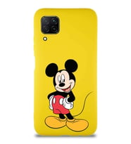 Huawei P40 Lite Soft Premier Kapak Mickey Mouse-E Tasarımlı Silikon Kılıf - Sarı (Şeffaf)