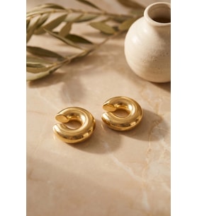 316L Çelik Gold Renk Çiftli Earcuff Küpe