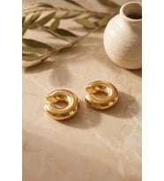 316L Çelik Gold Renk Çiftli Earcuff Küpe