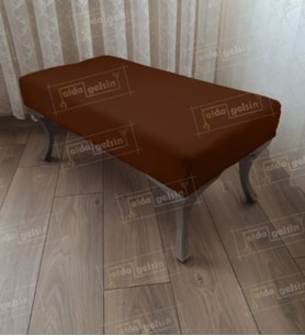 Ayak Ucu Kapı Önü Antre Düz Bench Puf Orta Sehpa Gümüş Ayak 120 cm (Kahverengi)