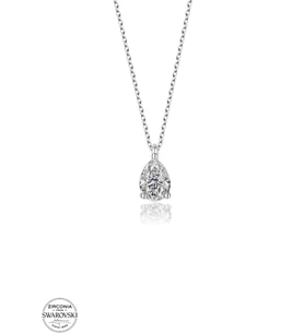 Swarovski Zirconia Kadın Damla Montür Gümüş Kolye