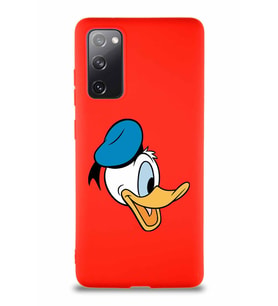 Samsung Galaxy S20 FE Soft Premier Kapak Donald Duck-F Tasarımlı Silikon Kılıf - Kırmızı (Şeffaf)