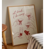 Çerçevesiz Poster Eat, Drink & Be Merry Kutlama ve Neşe (Çok Renkli)