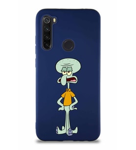 Xiaomi Redmi Note 8 Soft Premier Kapak Squidward Dokunaç Tasarımlı Silikon Kılıf - Lacivert (Şeffaf)