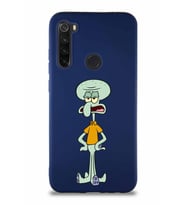 Xiaomi Redmi Note 8 Soft Premier Kapak Squidward Dokunaç Tasarımlı Silikon Kılıf - Lacivert (Şeffaf)