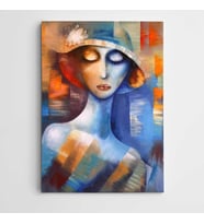 Şapkalı Kadın Portesi Modern Sanat Kanvas Tablo