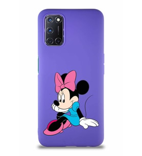 Oppo A92 Soft Premier Kapak Minnie Mouse-E Tasarımlı Silikon Kılıf - Mor (Şeffaf)