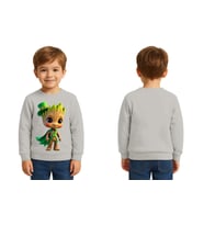 Unisex Groot Baskılı Çocuk Swaetshirt 3 İplik Şardonlu (Gri)