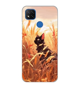 Xiaomi Redmi 9C / 10A Uyumlu Doğa ve Kedi Tasarımlı Şeffaf Telefon Kılıfı