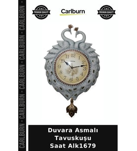 Özel Üretim Dekoratif Salon Duvar Aksesuarı Hediyelik Şık Duvara Asmalı Tavuskuşu Saat Alk1679