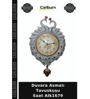 Özel Üretim Dekoratif Salon Duvar Aksesuarı Hediyelik Şık Duvara Asmalı Tavuskuşu Saat Alk1679