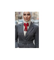 Kadın Fiyonk Broş-Kırmızı. Parlayan Rhinestone Çiçek Detaylı. Fiyonk Broş Kurdele. El Yapımı Özel
