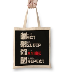 Eat Sleep Anime Repeat 02 Bez Çanta Uzun Saplı