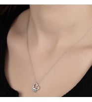 Ucarticaret S-warovski Taşlı Gümüş Kalp Bayan Kolye