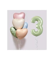 5 Adet Retro Kalp Folyo Balon Buketi Seti Su Yeşili Rakam Folyo Balon Doğum Günü Balon Seti Süsü