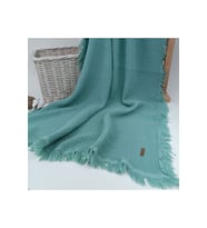 %100 Pamuklu 4 Kat Müslin Bebek Battaniyesi 90x120 Cm - Kiremit Mevsimlik Bebek Örtüsü - Oscar (Mint)