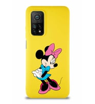 Xiaomi Mi 10T Pro Soft Premier Kapak Minnie Mouse-F Tasarımlı Silikon Kılıf - Sarı (Şeffaf)