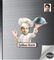 Kişiye Özel Ahcı Erkek Ahşap Magnet -5