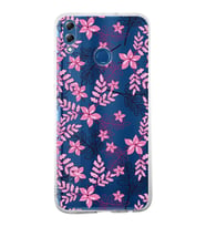 Huawei Honor 8x Uyumlu Kapak Floral Pembe Tasarımlı Şeffaf Silikon Kılıf