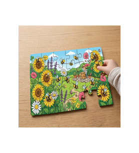 Çiçek Bahçesinde Bal Arıları Tasarımlı 24 Parça Ahşap Çocuk Puzzle