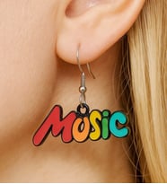 Music Yazısı Şekilli Mineli Kadın Küpe Çift Adet El Yapımı Küpe (Çok Renkli)