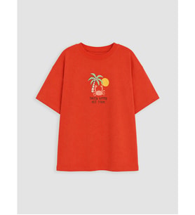 LCW Kids Kırmızı Baskılı Erkek Çocuk Tişört