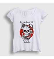Presmono Kadın Beyaz Born To Stand Out Skulls In T-Shirt 507191tt