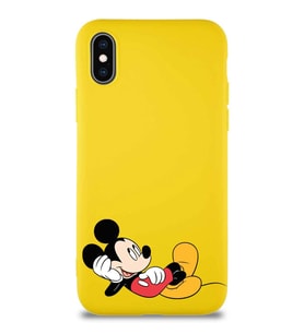 Apple iPhone XS Soft Premier Kapak Mickey Mouse-F Tasarımlı Silikon Kılıf - Sarı (Şeffaf)