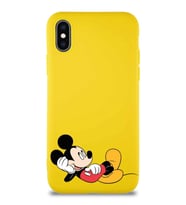 Apple iPhone XS Soft Premier Kapak Mickey Mouse-F Tasarımlı Silikon Kılıf - Sarı (Şeffaf)