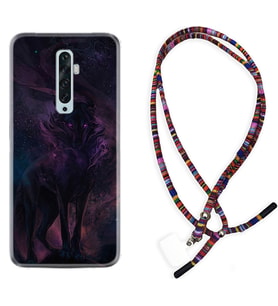 Oppo Reno 2Z 4 Lite 4 Pro 5 6 7 A31 Kılıf Boyun Asklı Rasta Silikon Black Purple Wolf 1791