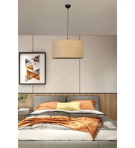 HASIR RATTAN ABAJURLU TEKLİ SARKIT AVİZE