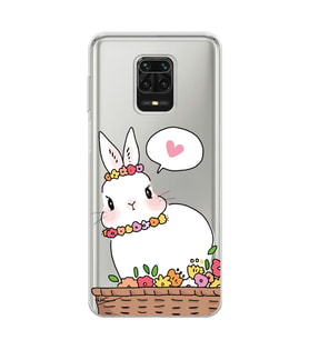 Redmi Note 9 Pro / 9s Uyumlu Sevimli Tavşan Tasarımlı Şeffaf Telefon Kılıfı