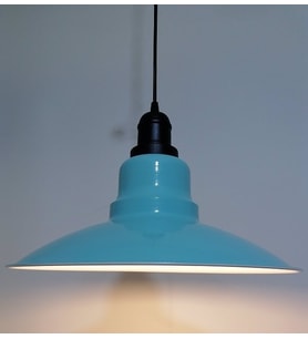 RİOLİGHT RETRO TURKUAZ İÇİ BEYAZ TEKLİ METAL SARKIT ÇAP: 37CM (Siyah)