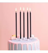 PASTEL SİYAH UZUN MUM 15 CM 10'LU