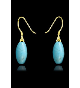 Sertifikalı Gold Arpa Kesim Firuze Taşı Küpe (Turkuaz Taşı) (Çok Renkli)