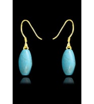 Sertifikalı Gold Arpa Kesim Firuze Taşı Küpe (Turkuaz Taşı) (Çok Renkli)