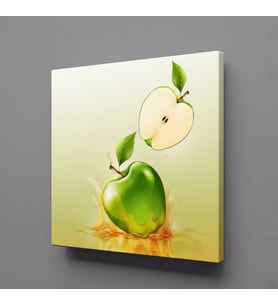YEŞİL ELMA TEMALI KANVAS TABLO 100x100cm (Karışık)