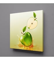 YEŞİL ELMA TEMALI KANVAS TABLO 100x100cm (Karışık)