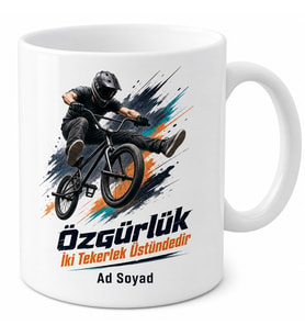 BMX Bisikletçisine Özel İki Tekerlek Üstünde Akrobasi Kupa Bardak Hediye