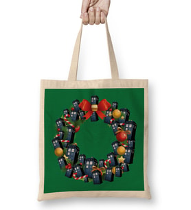 Tardis Doctor Who Multiface Christmas Wreath Bez Çanta Uzun Saplı