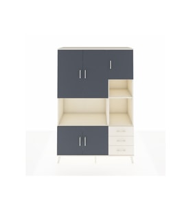 Hyperion Dolap 9 Raflı 3 Çekmeceli 5 Kapaklı 132x44x195 Aytaşı-Antrasit/Aytaşı