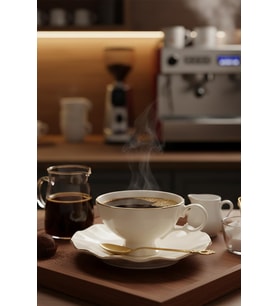 İpek Porselen İpek Yaldızlı Bone Porselen 6 Kişilik Çay & Nescafe Takımı