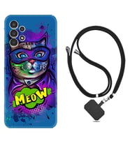 Samsung Galaxy M14 Kılıf Silikon Boyun Askılı İpli Desenli Silikon Super Meow 1715
